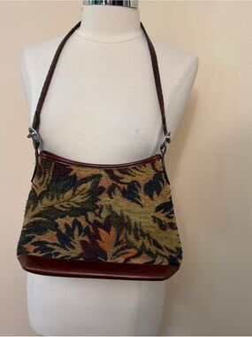 Brighton Tapestry and Brown Leather Shoulder Bag Purse